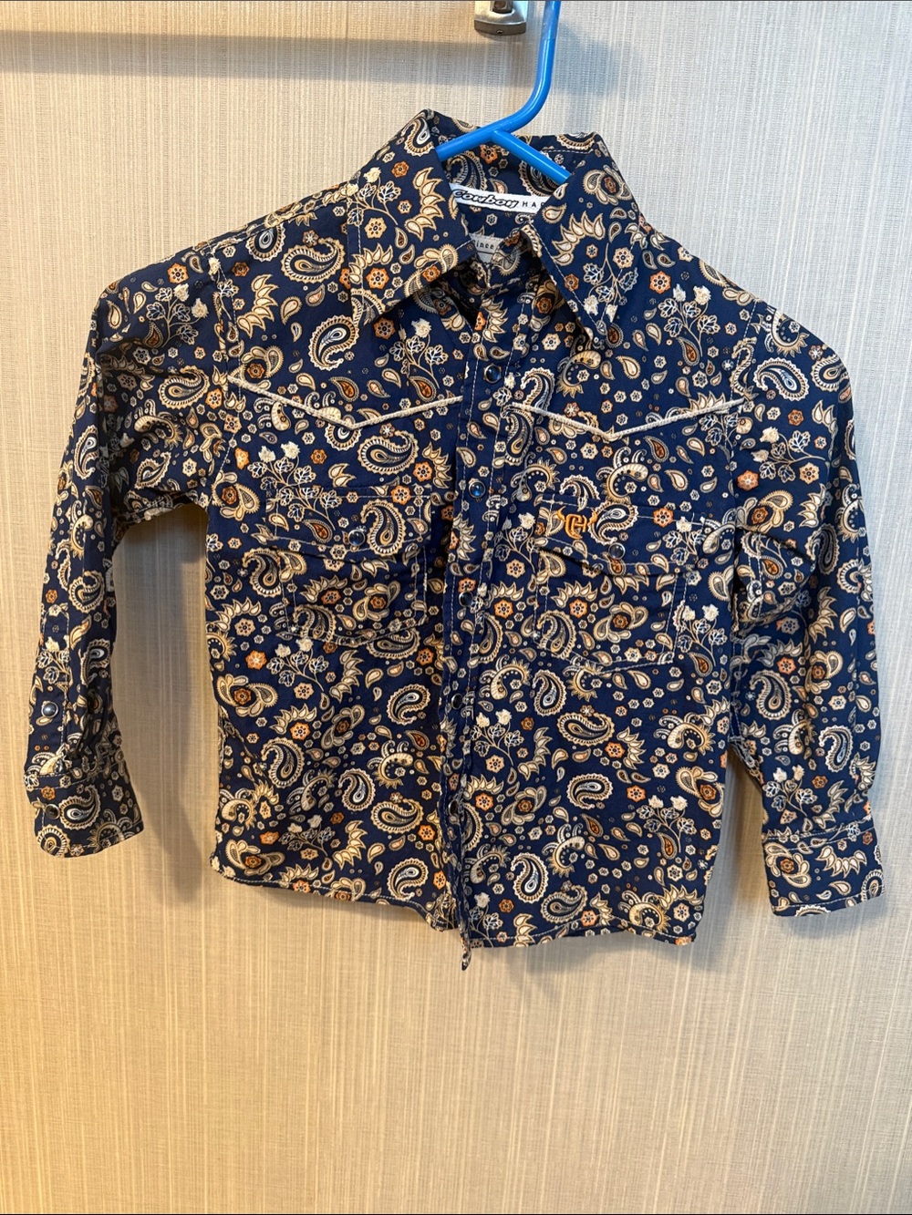 Paisley Button-Down Shirt for Kids - Navy